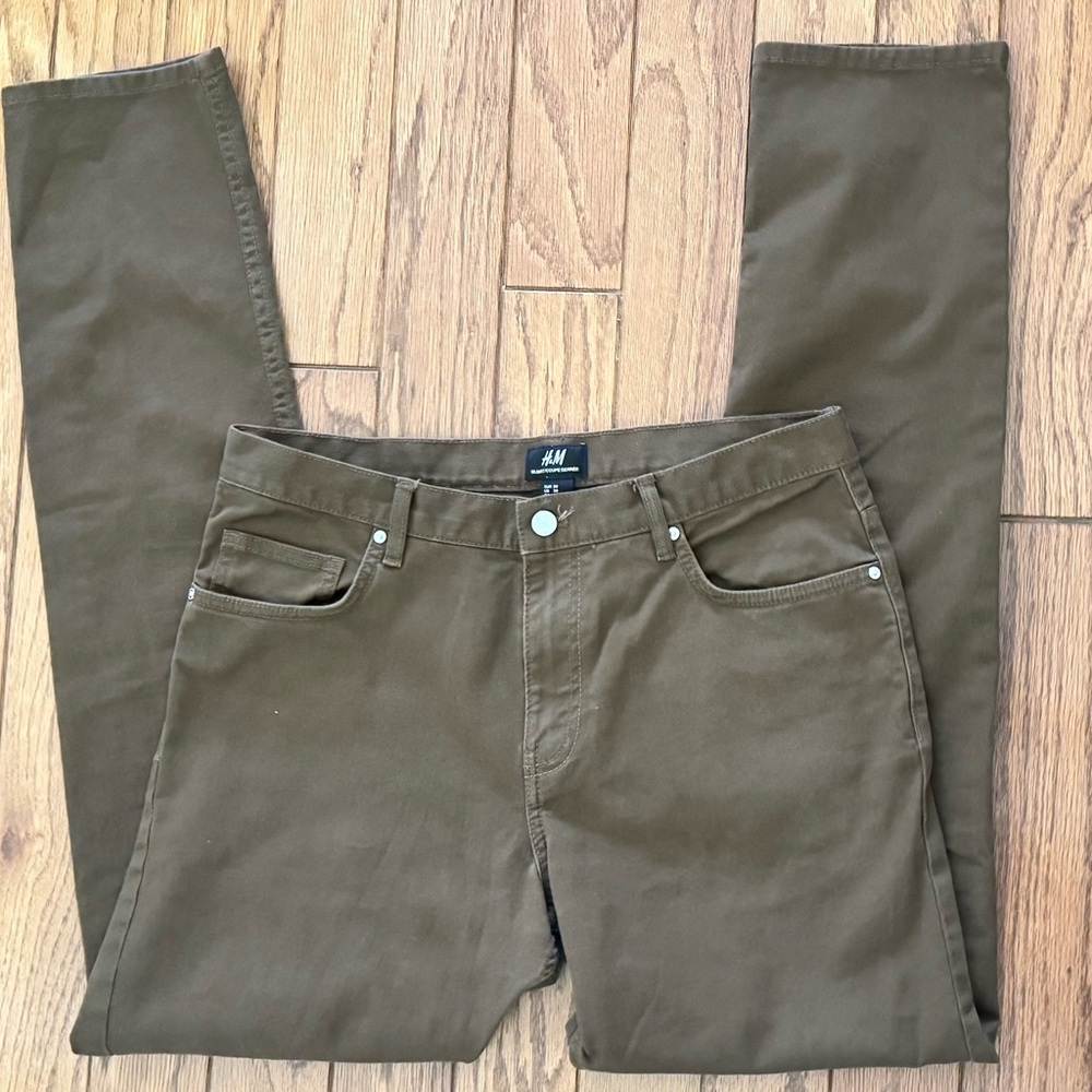 H&M Men's Pants Size 30 Coffee Brown Slim Fit Chino Jean‎ Style Comfy Clean
